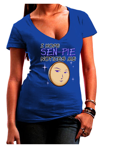 I Hope Sen-Pie Notices Me Juniors V-Neck Dark T-Shirt-Womens V-Neck T-Shirts-TooLoud-Royal-Blue-Juniors Fitted Small-Davson Sales