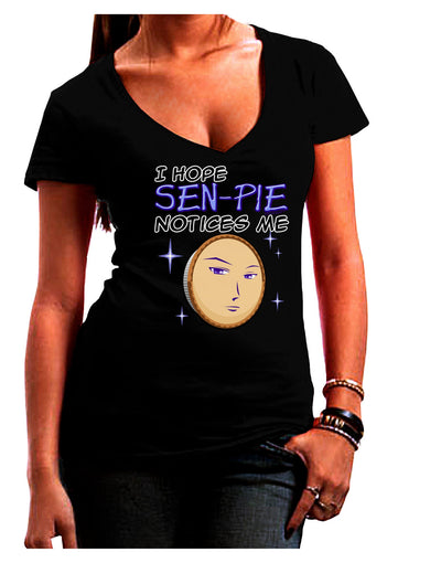 I Hope Sen-Pie Notices Me Juniors V-Neck Dark T-Shirt-Womens V-Neck T-Shirts-TooLoud-Black-Juniors Fitted Small-Davson Sales