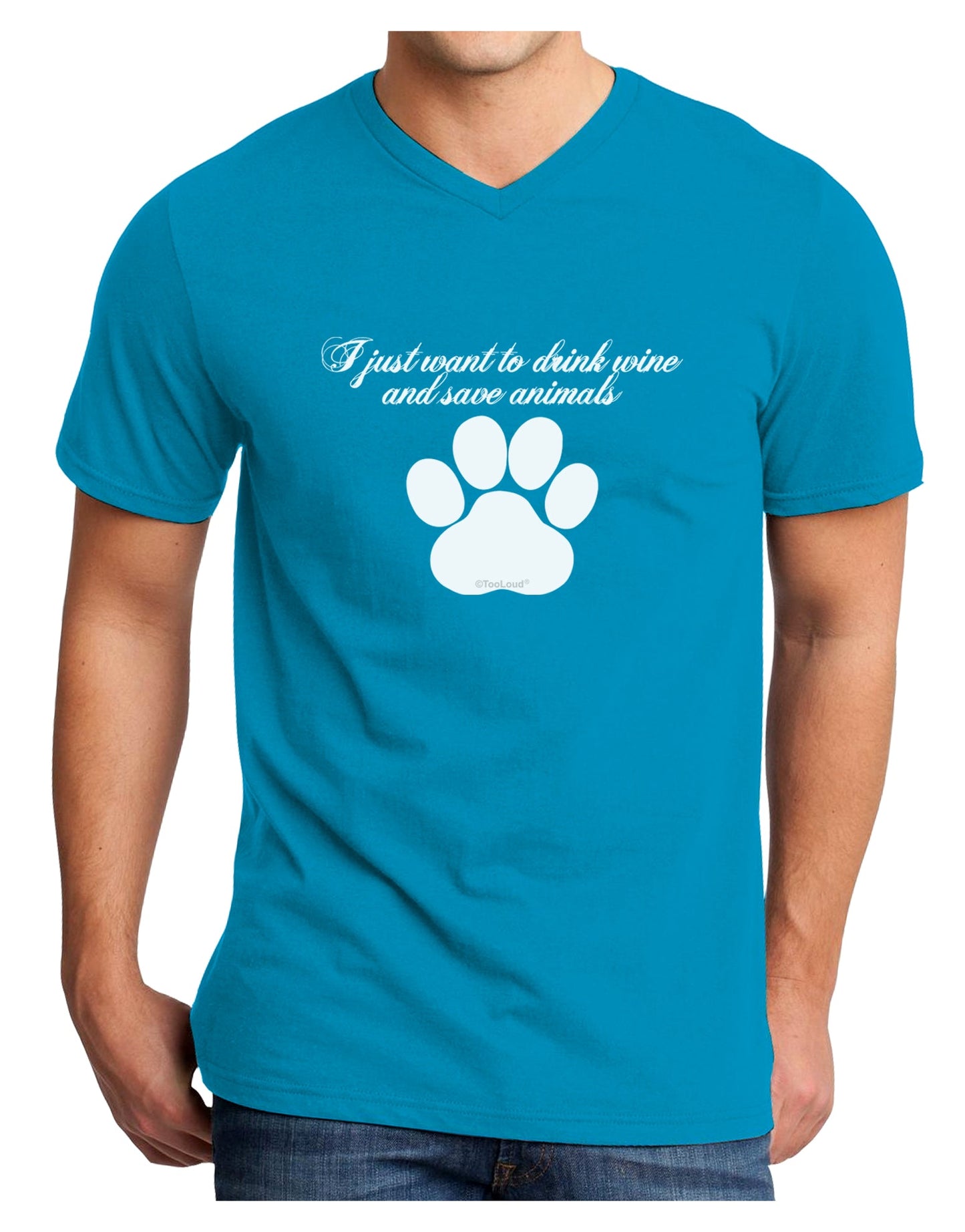 I Just Want To Drink Wine And Save Animals Adult Dark V-Neck T-Shirt by TooLoud-TooLoud-Turquoise-Small-Davson Sales
