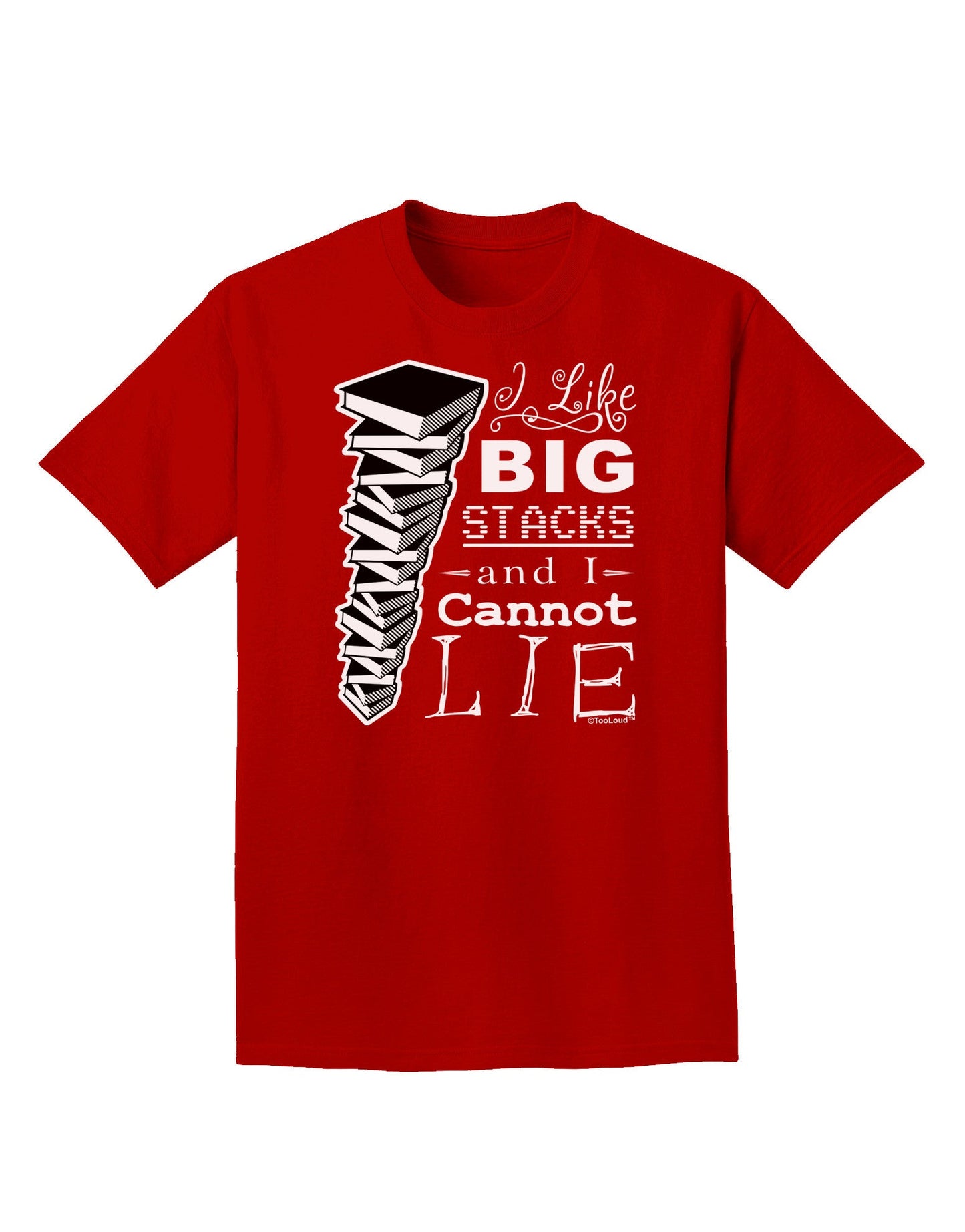 I Like Big Stacks -of books- Adult Dark T-Shirt-Mens T-Shirt-TooLoud-Red-Small-Davson Sales