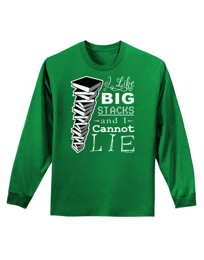 I Like Big Stacks -of books- Adult Long Sleeve Dark T-Shirt-TooLoud-Kelly-Green-Small-Davson Sales