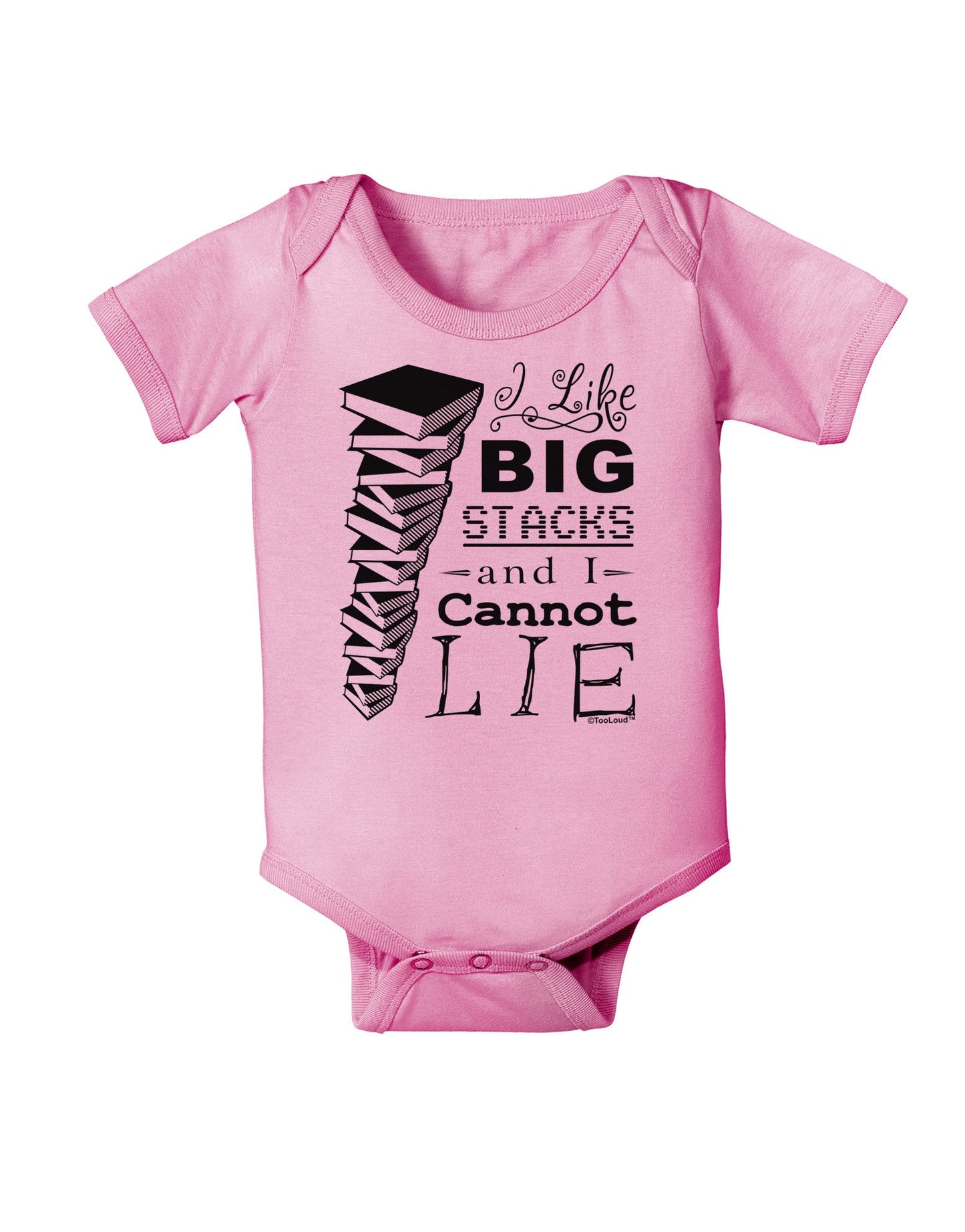 I Like Big Stacks -of books- Baby Romper Bodysuit-Baby Romper-TooLoud-Pink-06-Months-Davson Sales