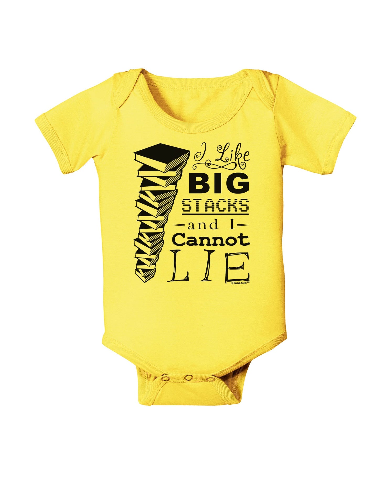 I Like Big Stacks -of books- Baby Romper Bodysuit-Baby Romper-TooLoud-Yellow-06-Months-Davson Sales