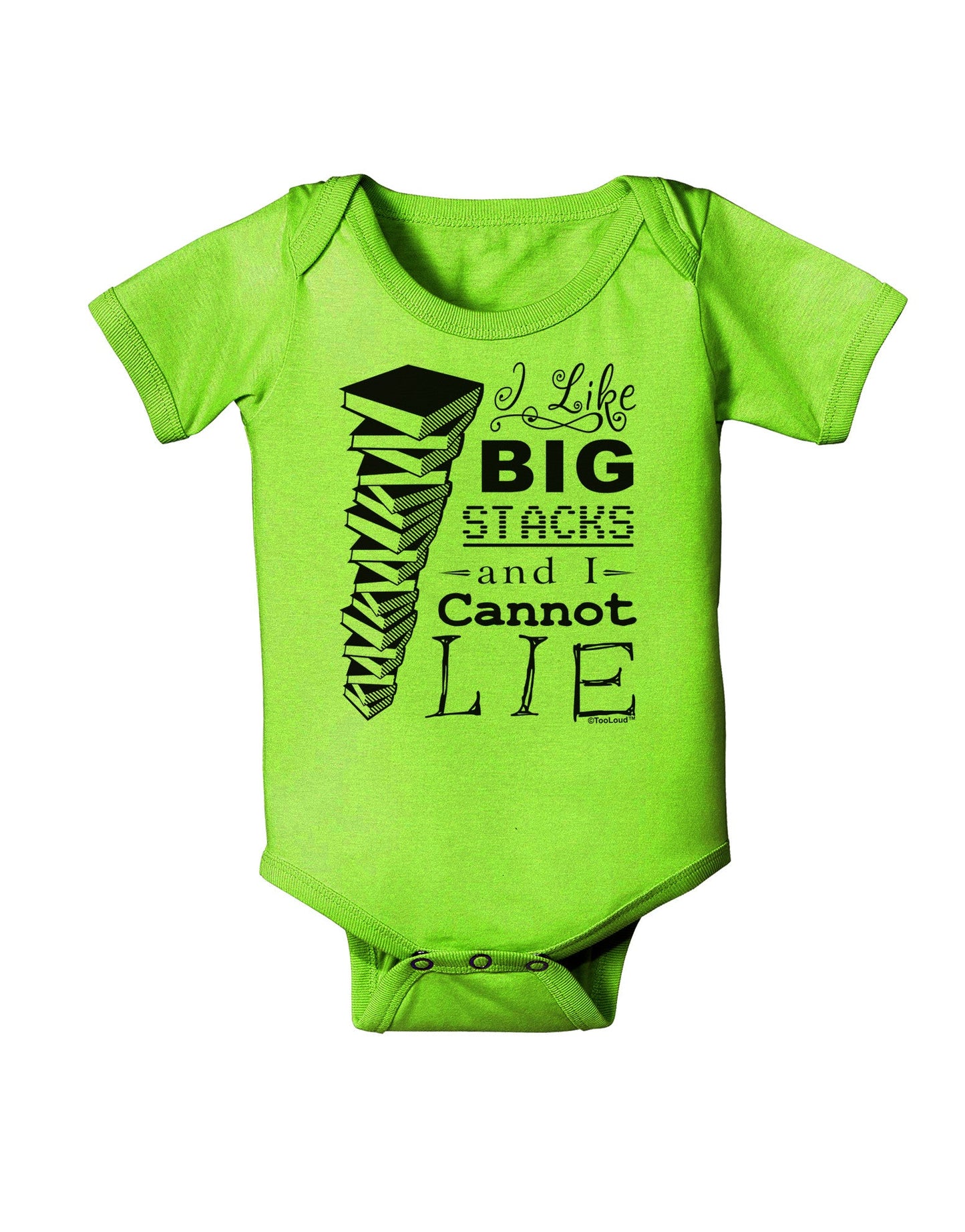 I Like Big Stacks -of books- Baby Romper Bodysuit-Baby Romper-TooLoud-Lime-06-Months-Davson Sales