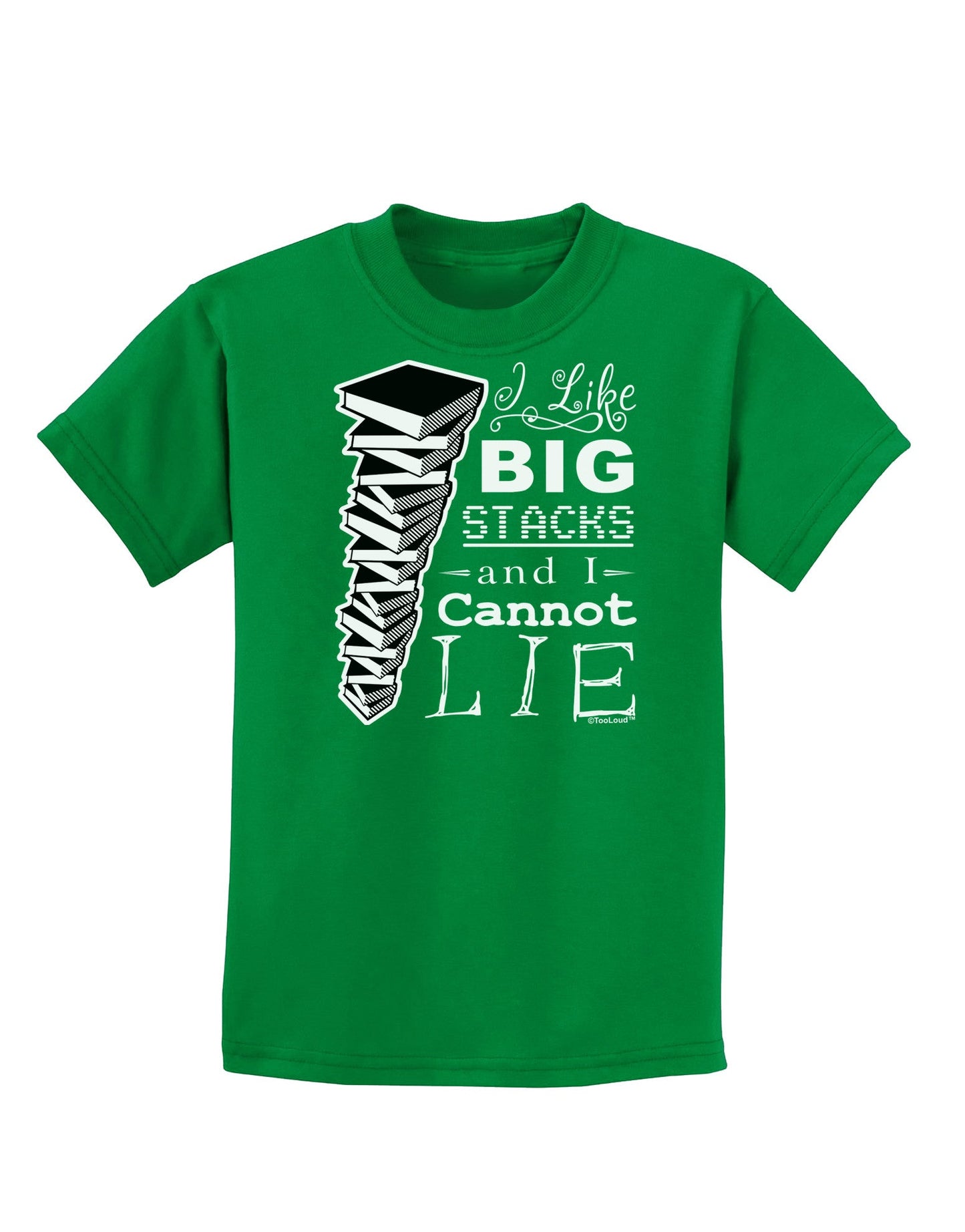 I Like Big Stacks -of books- Childrens Dark T-Shirt-Childrens T-Shirt-TooLoud-Kelly-Green-X-Small-Davson Sales