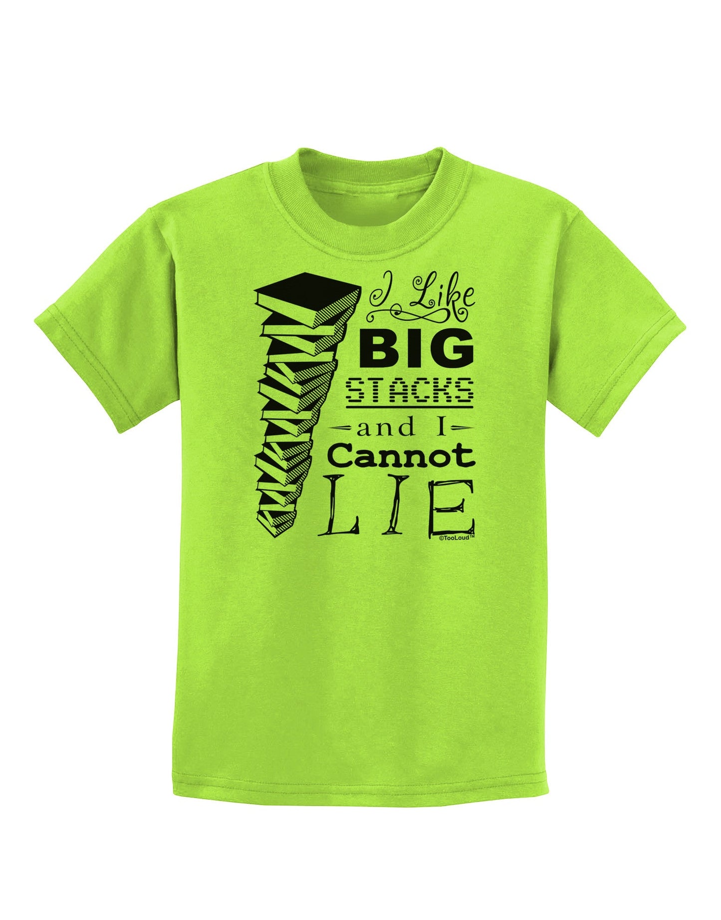 I Like Big Stacks -of books- Childrens T-Shirt-Childrens T-Shirt-TooLoud-Lime-Green-X-Small-Davson Sales
