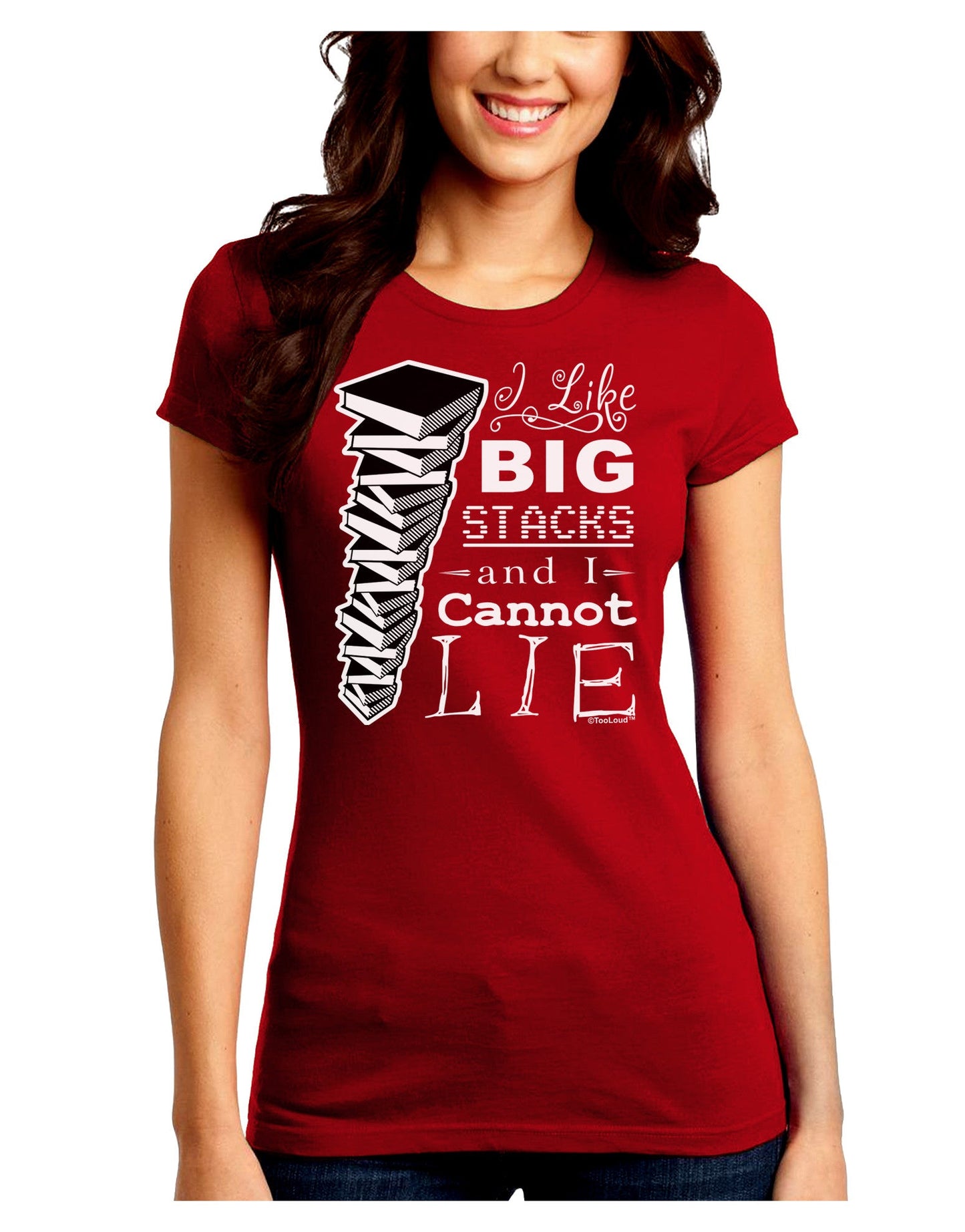 I Like Big Stacks -of books- Juniors Petite Crew Dark T-Shirt-T-Shirts Juniors Tops-TooLoud-Red-Juniors Fitted Small-Davson Sales