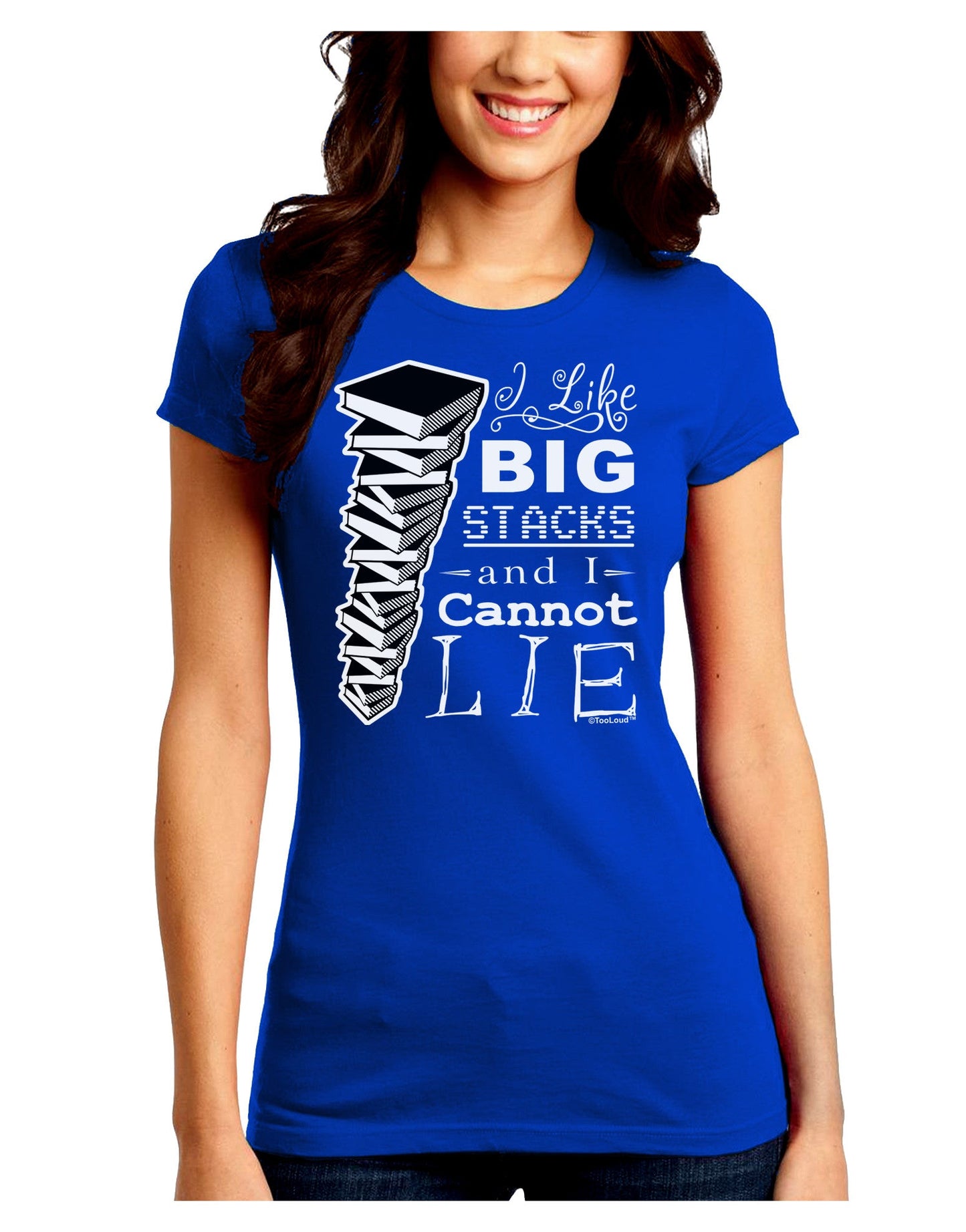I Like Big Stacks -of books- Juniors Petite Crew Dark T-Shirt-T-Shirts Juniors Tops-TooLoud-Royal-Blue-Juniors Fitted Small-Davson Sales