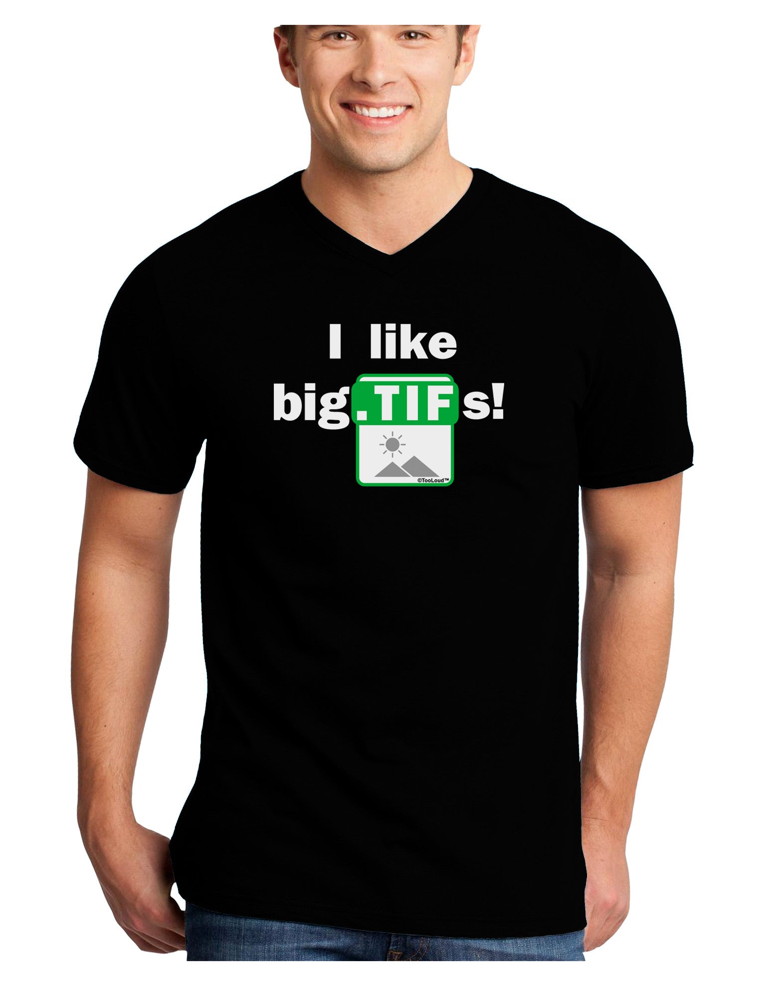 I Like Big Tifs Adult Dark V-Neck T-Shirt-TooLoud-Black-Small-Davson Sales