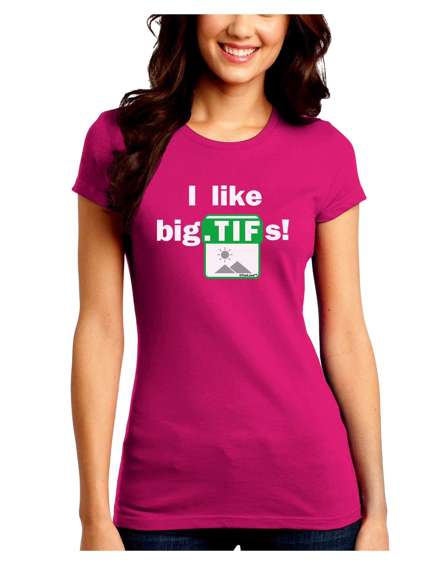 I Like Big Tifs Juniors Petite Crew Dark T-Shirt-T-Shirts Juniors Tops-TooLoud-Hot-Pink-Juniors Fitted Small-Davson Sales