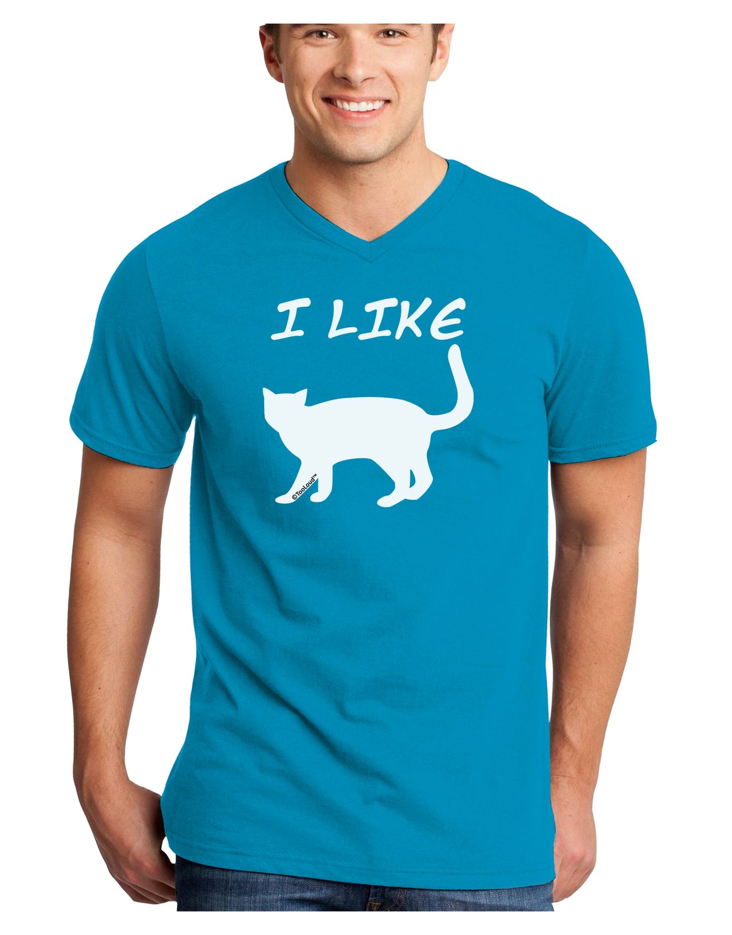 I Like Cat Silhouette Design Adult Dark V-Neck T-Shirt by TooLoud-Mens V-Neck T-Shirt-TooLoud-Turquoise-Small-Davson Sales
