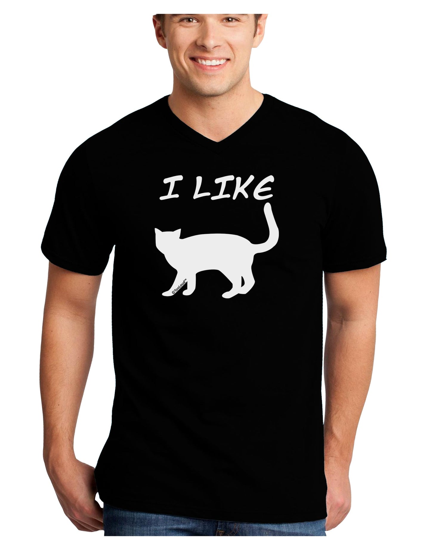 I Like Cat Silhouette Design Adult Dark V-Neck T-Shirt by TooLoud-Mens V-Neck T-Shirt-TooLoud-Black-Small-Davson Sales
