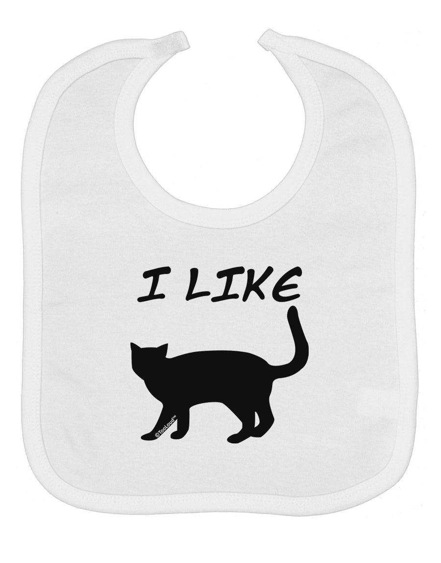 I Like Cat Silhouette Design Baby Bib by TooLoud