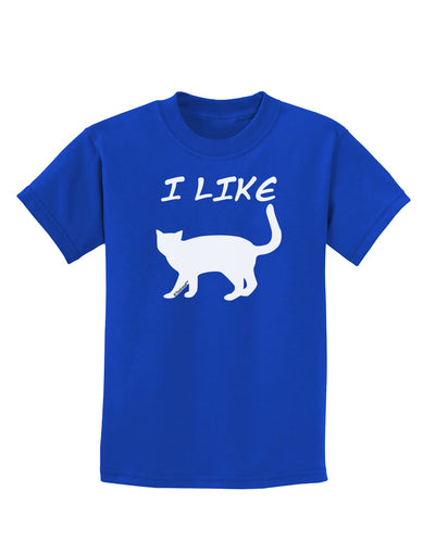 I Like Cat Silhouette Design Childrens Dark T-Shirt by TooLoud-Childrens T-Shirt-TooLoud-Royal-Blue-X-Small-Davson Sales