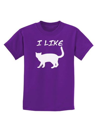 I Like Cat Silhouette Design Childrens Dark T-Shirt by TooLoud-Childrens T-Shirt-TooLoud-Purple-X-Small-Davson Sales