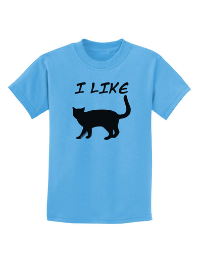 I Like Cat Silhouette Design Childrens T-Shirt by TooLoud-Childrens T-Shirt-TooLoud-Aquatic-Blue-X-Small-Davson Sales