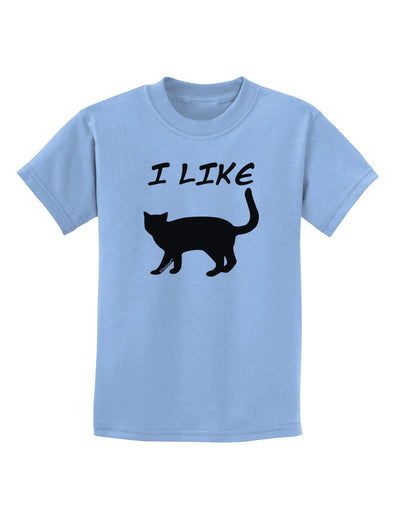 I Like Cat Silhouette Design Childrens T-Shirt by TooLoud-Childrens T-Shirt-TooLoud-Light-Blue-X-Small-Davson Sales