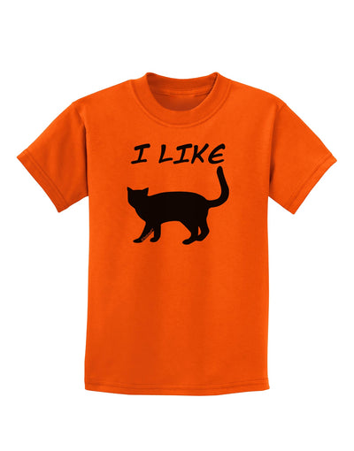 I Like Cat Silhouette Design Childrens T-Shirt by TooLoud-Childrens T-Shirt-TooLoud-Orange-X-Small-Davson Sales