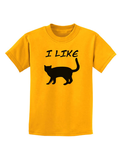 I Like Cat Silhouette Design Childrens T-Shirt by TooLoud-Childrens T-Shirt-TooLoud-Gold-X-Small-Davson Sales