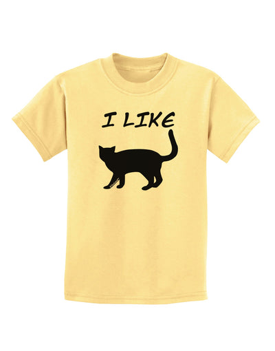 I Like Cat Silhouette Design Childrens T-Shirt by TooLoud-Childrens T-Shirt-TooLoud-Daffodil-Yellow-X-Small-Davson Sales