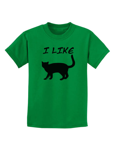 I Like Cat Silhouette Design Childrens T-Shirt by TooLoud-Childrens T-Shirt-TooLoud-Kelly-Green-X-Small-Davson Sales