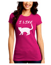 I Like Cat Silhouette Design Juniors Crew Dark T-Shirt by TooLoud-T-Shirts Juniors Tops-TooLoud-Hot-Pink-Juniors Fitted Small-Davson Sales