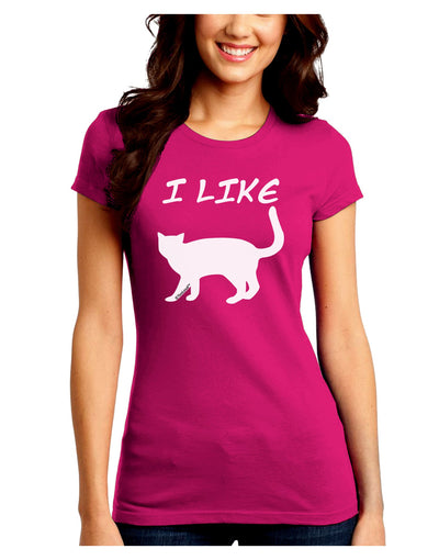 I Like Cat Silhouette Design Juniors Crew Dark T-Shirt by TooLoud-T-Shirts Juniors Tops-TooLoud-Hot-Pink-Juniors Fitted Small-Davson Sales