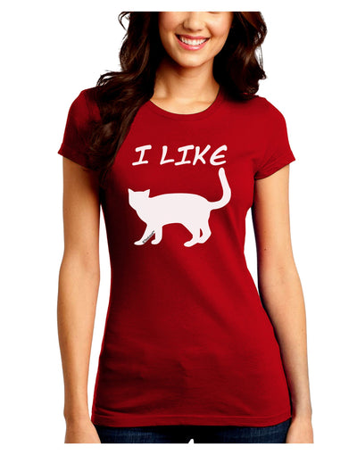 I Like Cat Silhouette Design Juniors Crew Dark T-Shirt by TooLoud-T-Shirts Juniors Tops-TooLoud-Red-Juniors Fitted Small-Davson Sales