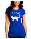 I Like Cat Silhouette Design Juniors Crew Dark T-Shirt by TooLoud-T-Shirts Juniors Tops-TooLoud-Royal-Blue-Juniors Fitted Small-Davson Sales