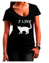 I Like Cat Silhouette Design Juniors V-Neck Dark T-Shirt by TooLoud-Womens V-Neck T-Shirts-TooLoud-Black-Juniors Fitted Small-Davson Sales