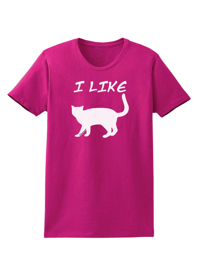 I Like Cat Silhouette Design Womens Dark T-Shirt by TooLoud-Womens T-Shirt-TooLoud-Hot-Pink-Small-Davson Sales