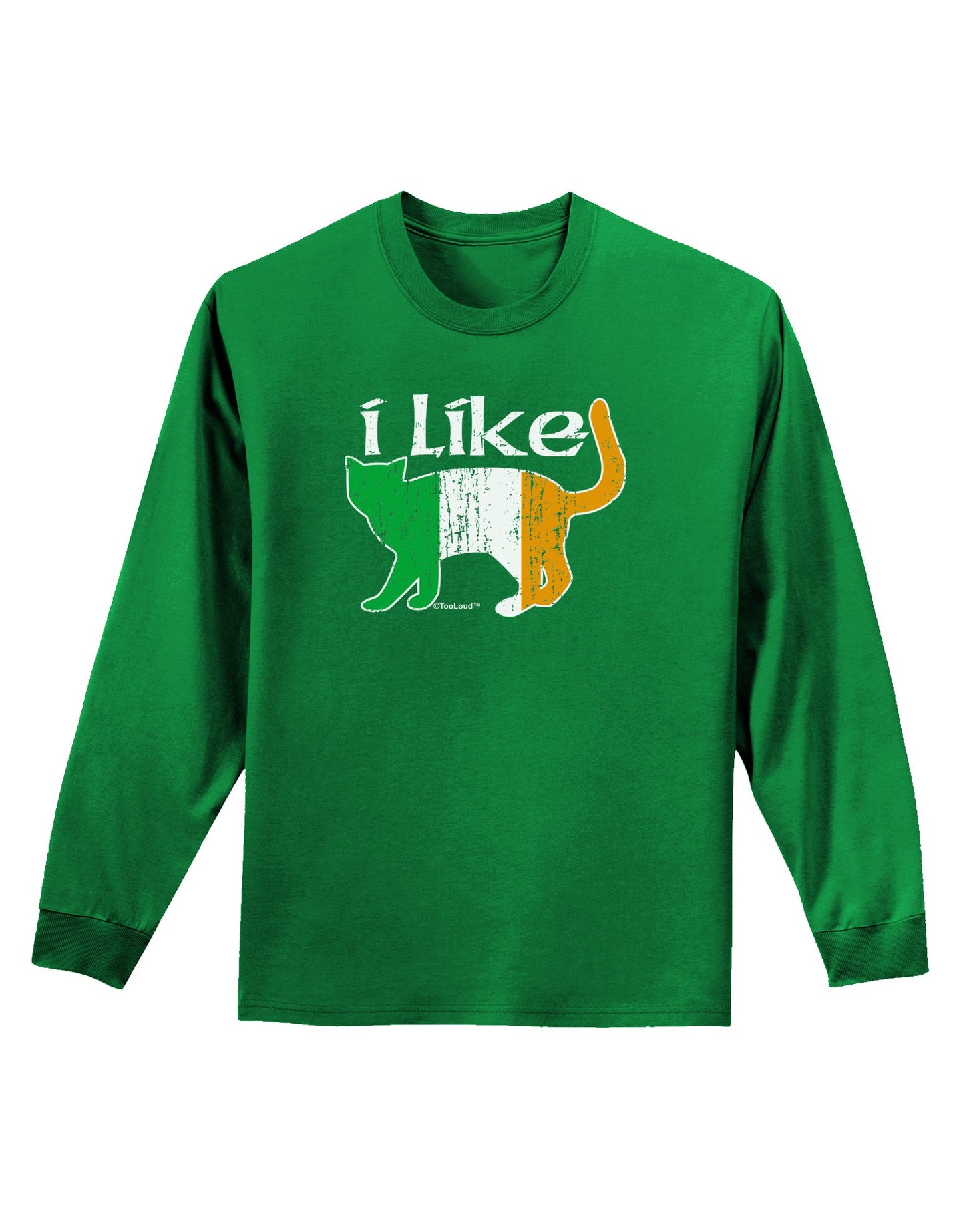 I Like Irish Cat Silhouette Adult Long Sleeve Dark T-Shirt by TooLoud-TooLoud-Kelly-Green-Small-Davson Sales