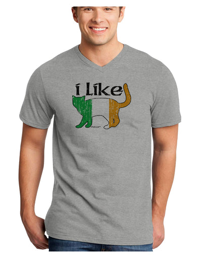 I Like Irish Cat Silhouette Adult V-Neck T-shirt by TooLoud-Mens V-Neck T-Shirt-TooLoud-HeatherGray-Small-Davson Sales