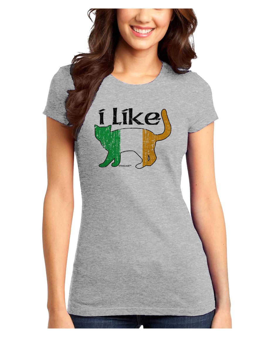 I Like Irish Cat Silhouette Juniors T-Shirt by TooLoud-Womens Juniors T-Shirt-TooLoud-White-Juniors Fitted X-Small-Davson Sales