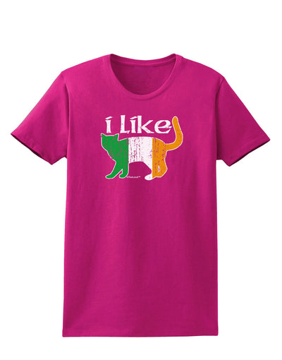 I Like Irish Cat Silhouette Womens Dark T-Shirt by TooLoud-Womens T-Shirt-TooLoud-Hot-Pink-Small-Davson Sales