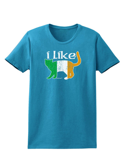 I Like Irish Cat Silhouette Womens Dark T-Shirt by TooLoud-Womens T-Shirt-TooLoud-Turquoise-X-Small-Davson Sales