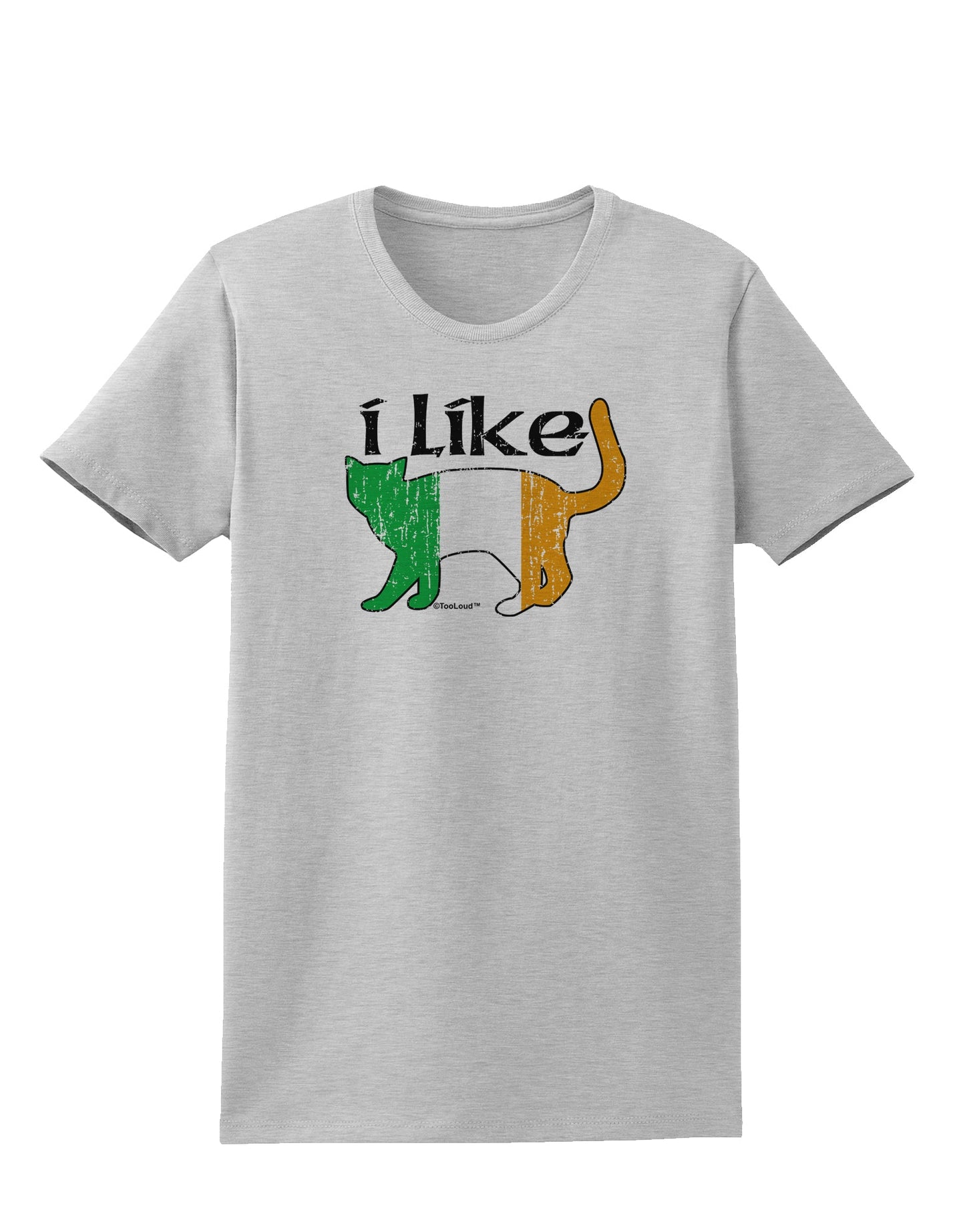 I Like Irish Cat Silhouette Womens T-Shirt by TooLoud-Womens T-Shirt-TooLoud-AshGray-X-Small-Davson Sales