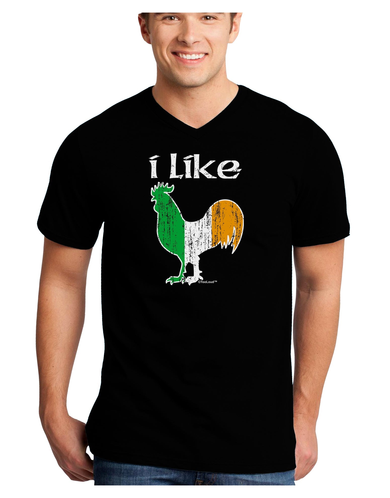 I Like Irish Rooster Silhouette Adult Dark V-Neck T-Shirt by TooLoud-Mens V-Neck T-Shirt-TooLoud-Black-Small-Davson Sales