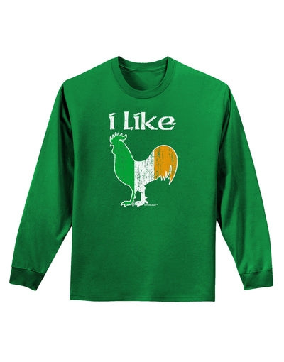 I Like Irish Rooster Silhouette Adult Long Sleeve Dark T-Shirt by TooLoud-TooLoud-Kelly-Green-Small-Davson Sales