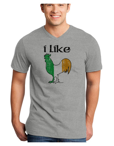 I Like Irish Rooster Silhouette Adult V-Neck T-shirt by TooLoud-Mens V-Neck T-Shirt-TooLoud-HeatherGray-Small-Davson Sales