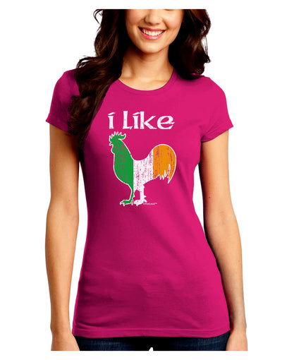 I Like Irish Rooster Silhouette Juniors Crew Dark T-Shirt by TooLoud-T-Shirts Juniors Tops-TooLoud-Hot-Pink-Juniors Fitted Small-Davson Sales