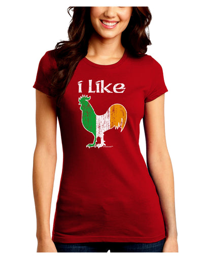 I Like Irish Rooster Silhouette Juniors Crew Dark T-Shirt by TooLoud-T-Shirts Juniors Tops-TooLoud-Red-Juniors Fitted Small-Davson Sales