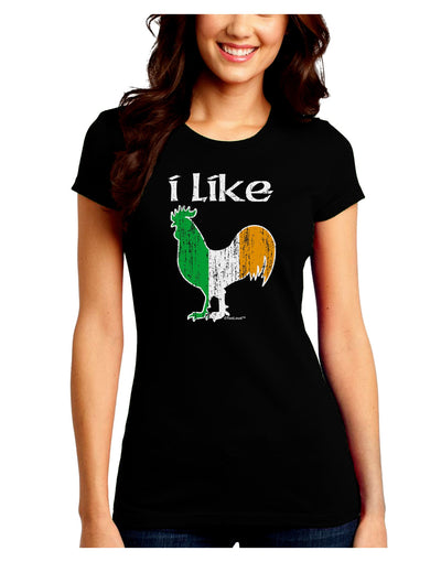 I Like Irish Rooster Silhouette Juniors Crew Dark T-Shirt by TooLoud-T-Shirts Juniors Tops-TooLoud-Black-Juniors Fitted Small-Davson Sales