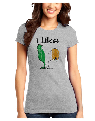 I Like Irish Rooster Silhouette Juniors T-Shirt by TooLoud-Womens Juniors T-Shirt-TooLoud-Ash-Gray-Juniors Fitted X-Small-Davson Sales