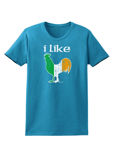 I Like Irish Rooster Silhouette Womens Dark T-Shirt by TooLoud-Womens T-Shirt-TooLoud-Turquoise-X-Small-Davson Sales