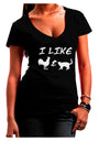 I Like Rooster & Cat Silhouette Juniors V-Neck Dark T-Shirt by TooLoud-Womens V-Neck T-Shirts-TooLoud-Black-Juniors Fitted Small-Davson Sales