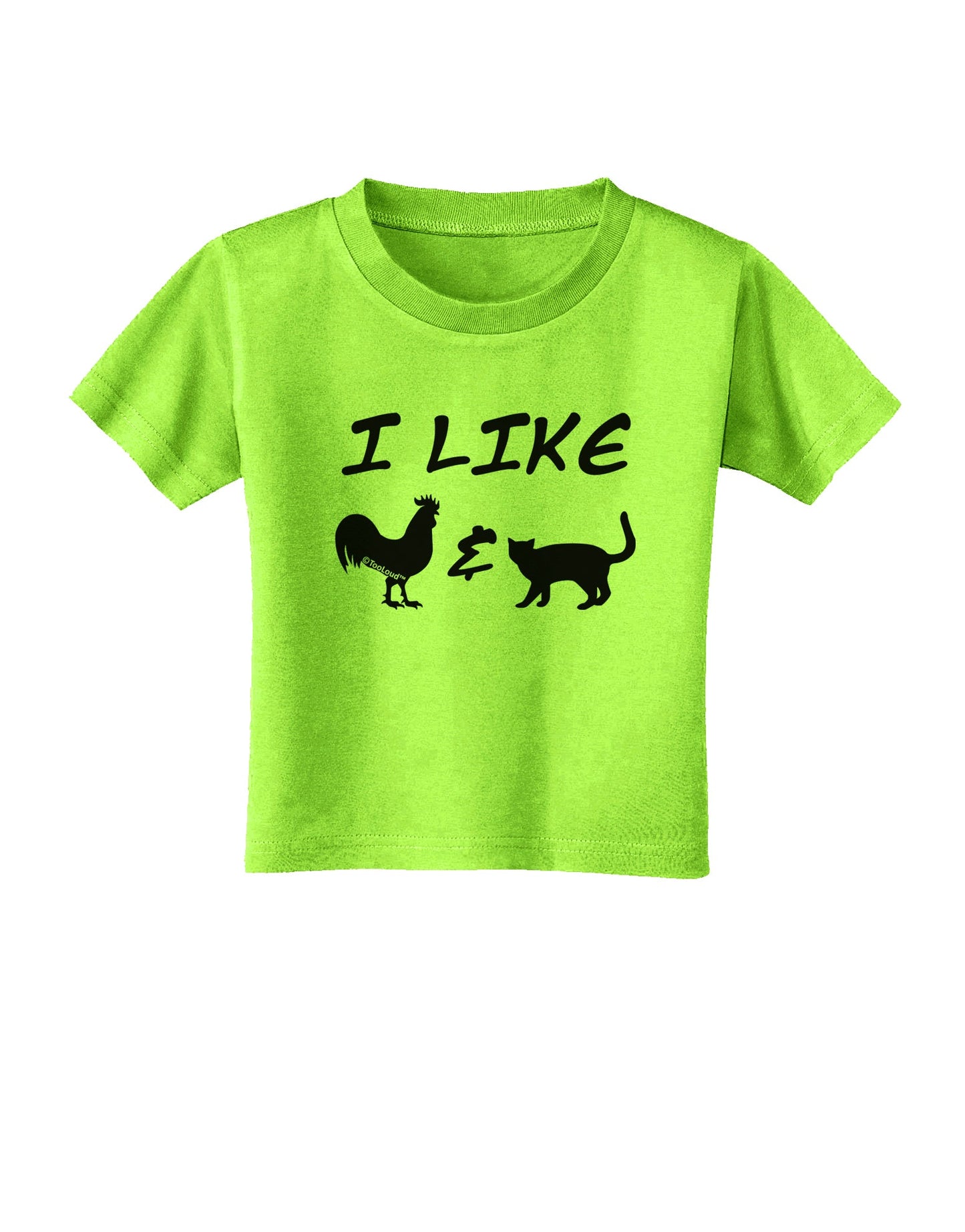 I Like Rooster & Cat Silhouette Toddler T-Shirt by TooLoud-Toddler T-Shirt-TooLoud-Lime-Green-2T-Davson Sales