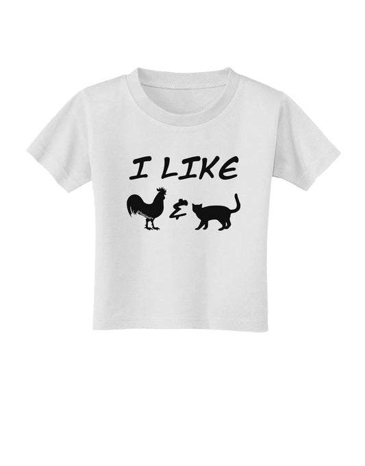 I Like Rooster & Cat Silhouette Toddler T-Shirt by TooLoud-Toddler T-Shirt-TooLoud-White-2T-Davson Sales