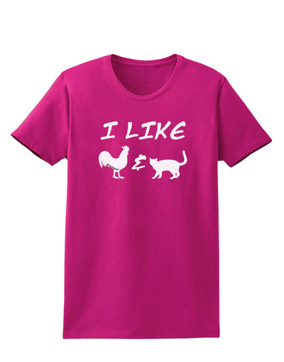 I Like Rooster & Cat Silhouette Womens Dark T-Shirt by TooLoud-Womens T-Shirt-TooLoud-Hot-Pink-Small-Davson Sales