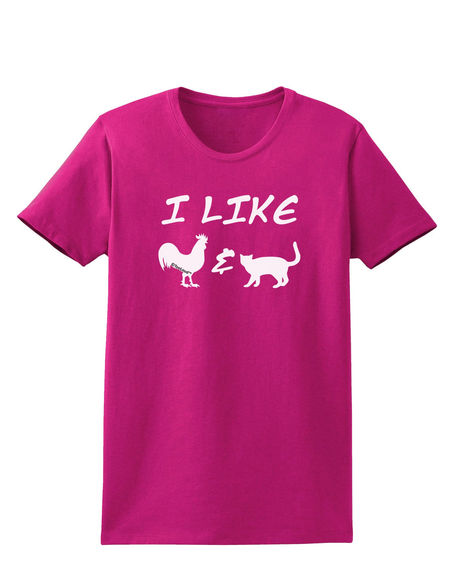 I Like Rooster & Cat Silhouette Womens Dark T-Shirt by TooLoud-Womens T-Shirt-TooLoud-Black-X-Small-Davson Sales